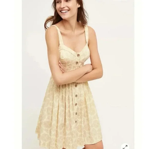 Maeve Anthropologie yellow dragonfly cafe sundress size 8 - Picture 3 of 14